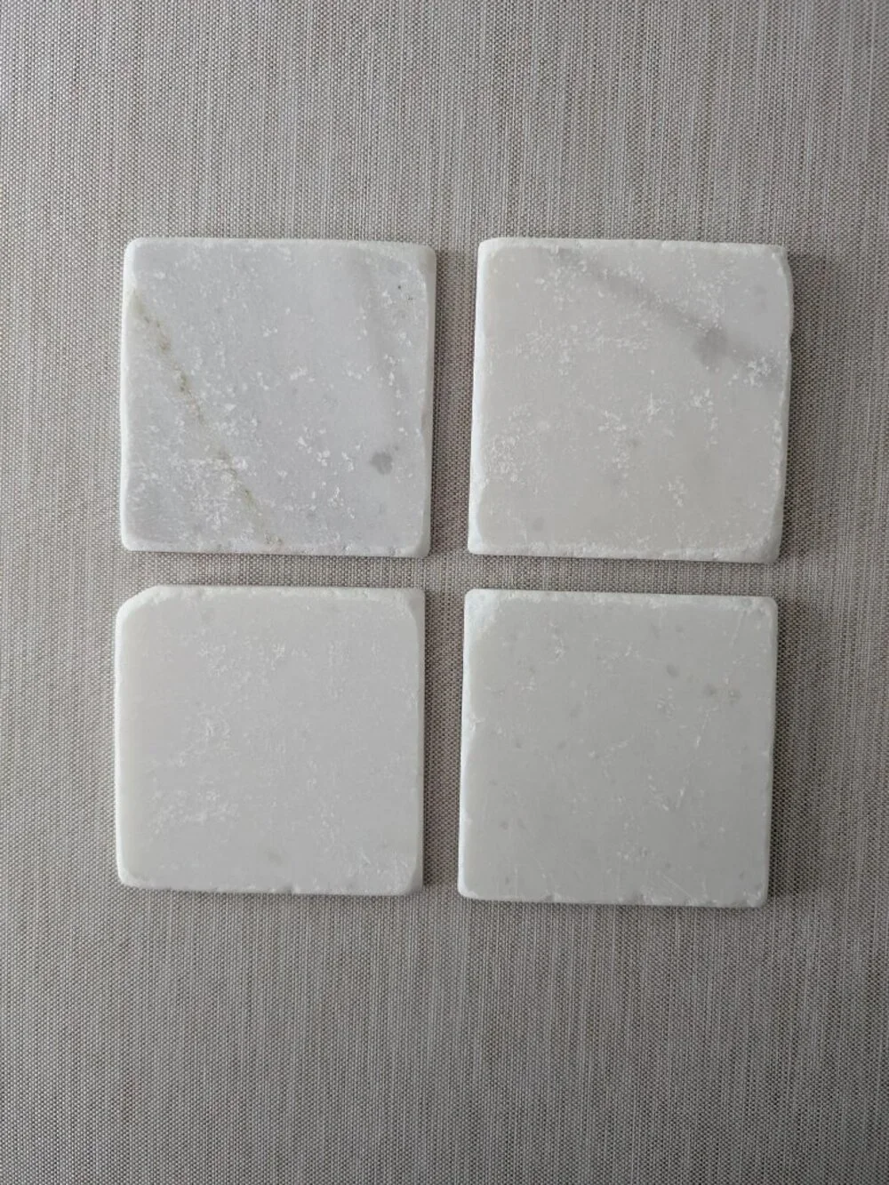 Tumbled White Marble Coasters, Set of 4, Gift for Birthday | Holiday Gift | NIB